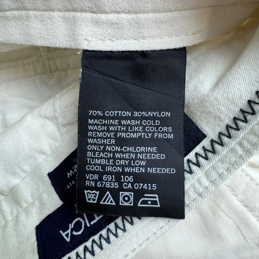 Nautica Clipper Relax Fit Shorts Mens 32W Off White Cotton Nylon Blend Cream